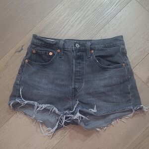 Levi's Black Distressed Denim Jean Shorts